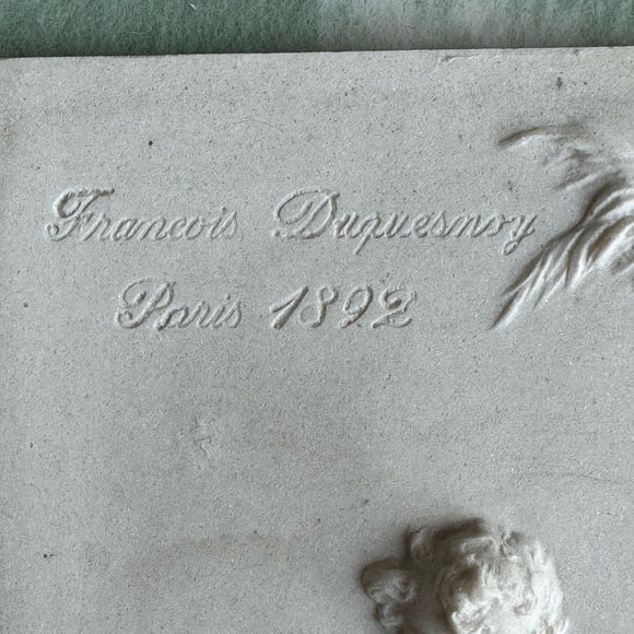 Antique Francois Duquesnoy Paris 1892 neoclassical Nymph and Putti marble plaque - Picture 2 of 10